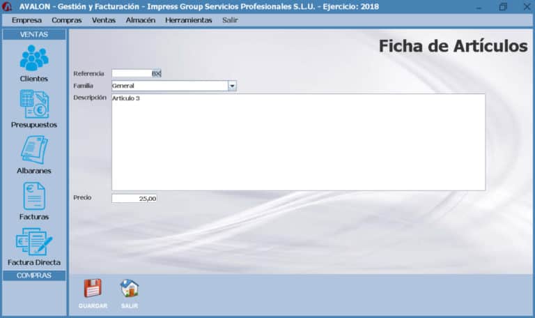 Avalon - Programa de gestión empresarial y facturación