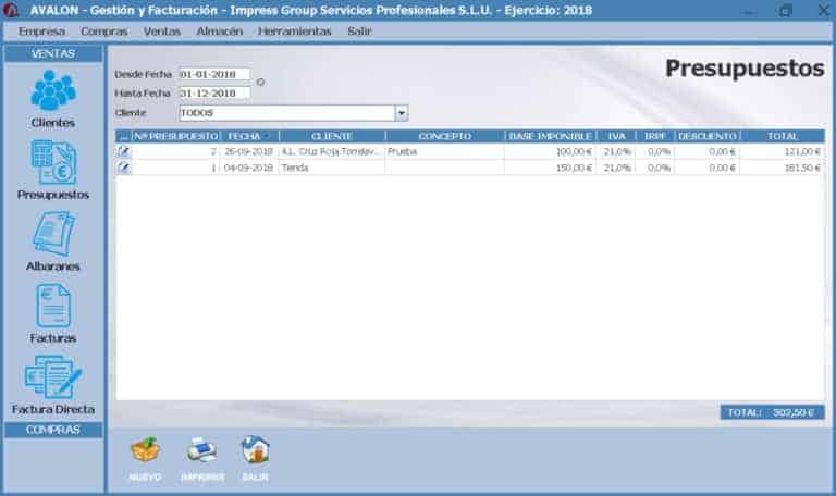 Avalon - Programa de gestión empresarial y facturación