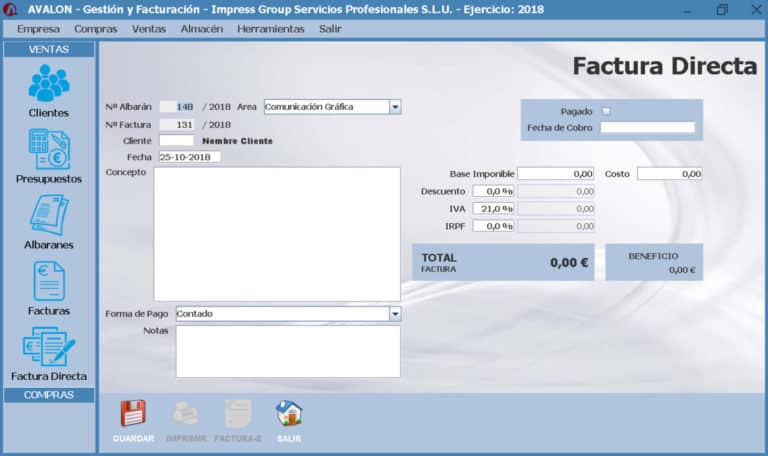 Avalon - Programa de gestión empresarial y facturación