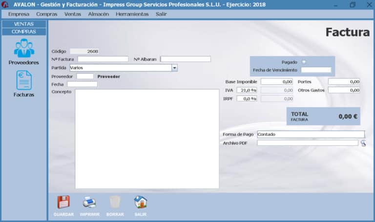 Avalon - Programa de gestión empresarial y facturación