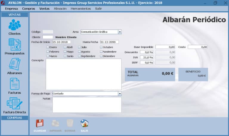 Avalon - Programa de gestión empresarial y facturación